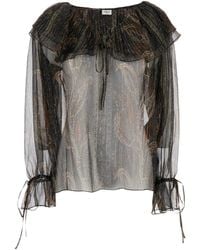 Saint Laurent - Ruffled Long-Sleeved Blouse - Lyst