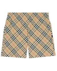 Burberry - Checked Elasticated Waistband Swim Shorts - Lyst