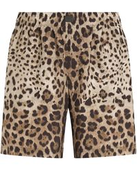Dolce & Gabbana - Leopard Printed Mid-Length Swim Trunks - Lyst