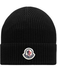 Moncler - Logo Patch Knitted Beanie - Lyst