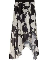 AllSaints - Floral Print Asymmetric Midi Skirt - Lyst