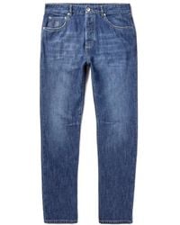 Brunello Cucinelli - Logo Patch Tapered Leg Jeans - Lyst