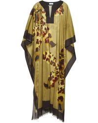 Dries Van Noten - Abstract-Print V-Neck Midi Dress - Lyst