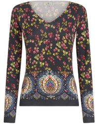 Etro - Floral Patterned V-Neck Knitted Top - Lyst