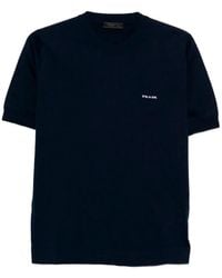 Prada - Logo Short-Sleeve Knitted Sweater - Lyst