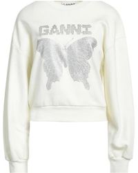Ganni - Solid-Color Suede Sweatshirt - Lyst
