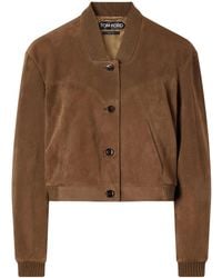 Tom Ford - Cropped Suede Bomber Jacket - Lyst