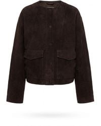 St. Agni - Suede Utility Cocoon Bomber Jacket - Lyst