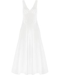 Alaïa - Alaïa V-Neck Striped Midi Dress - Lyst