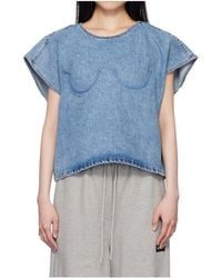 Pushbutton - Crew Neck Denim Top - Lyst