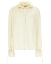 Valentino - Ruffled Collar Button-Up Shirt - Lyst