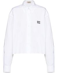 Miu Miu - Logo Cropped Shirt - Lyst