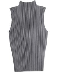 Pleats Please Issey Miyake - Pleats Please Issey Miyake High-Neck Sleeveless Top - Lyst