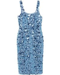 Michael Kors - Michael Floral Embellished Scuba Midi Dress - Lyst