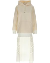 Sacai - Suiting Bonding Mix Hooded Dress - Lyst