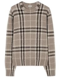 Burberry - Checked Knitted Crewneck Jumper - Lyst