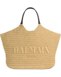 Balmain - Logo Raffia Tote Bag - Lyst