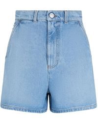 Emporio Armani - Logo Patch Denim Shorts - Lyst