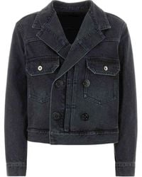 Sacai - Double-Breasted Denim Jacket - Lyst