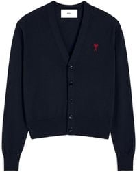 Ami Paris - Logo Embroidered Buttoned Cardigan - Lyst