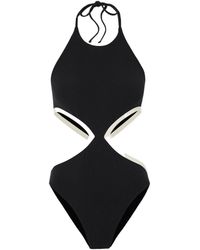 Lisa Marie Fernandez - Cutout Two-Tone Stretch Crepe Halter One-Piece Swimsuit - Lyst