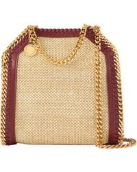 Stella McCartney - Tiny Vegetarian Leather-Trimmed Raffia Shoulder Bag - Lyst