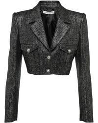 Alessandra Rich - Metallic Tweed Cropped Jacket - Lyst
