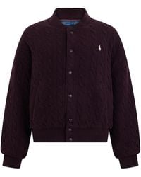 Polo Ralph Lauren - Cable Knit Button Bomber Jacket - Lyst