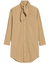 Ami Paris - Scarf-Collar Cotton Shirt Dress - Lyst