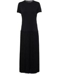 MM6 by Maison Margiela - Pleated Cotton Midi Dress - Lyst