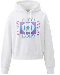 Gucci - Logo Printed Drawstring Hoodie - Lyst