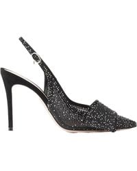 Gianvito Rossi - 95 Suede-Trimmed Crystal-Embellished Organza Slingback Pumps - Lyst