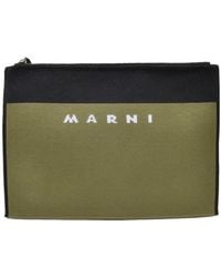 Marni - Logo Embroidered Zipped Clutch Bag - Lyst