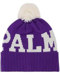 Palm Angels - Logo Knitted Pompom Beanie - Lyst