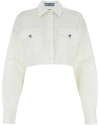 Prada - Button-Up Cropped Shirt - Lyst