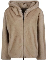 P.A.R.O.S.H. - Plush Faux Fur Jacket With Front Zipper And Hood - Lyst