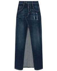 DSquared² - Front-Slit Denim Skirt - Lyst
