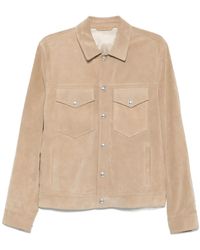 Eleventy - Long Sleeve Leather Jacket - Lyst