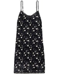 R13 - Lace-Trimmed Printed Velvet Mini Dress - Lyst