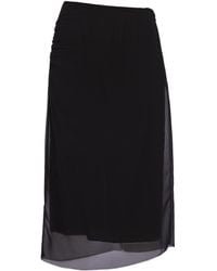 Prada - Semi-Sheer Pencil Midi Skirt - Lyst