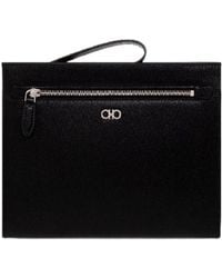 Ferragamo - Ferragamo Gancini Logo Plaque Clutch Bag - Lyst