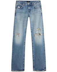 7 For All Mankind - Distressed Low Straight Jeans - Lyst