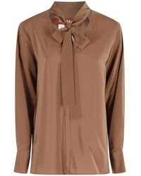 Max Mara - Bow-Collar Silk Blouse - Lyst