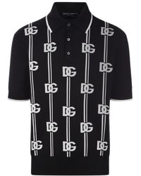 Dolce & Gabbana - Logo-Print Knitted Polo Shirt - Lyst