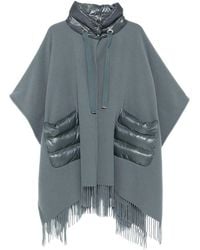 Herno - High-Neck Fringed-Edge Drawstring Poncho - Lyst