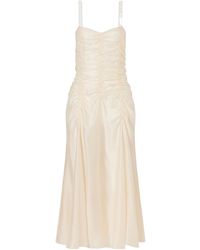 KHAITE - Ruched Silk-Blend Midi Dress - Lyst