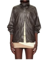 Nour Hammour - Stand-Collar Leather Jacket - Lyst