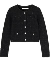 Alessandra Rich - Cropped Embellished Knitted Cardigan - Lyst