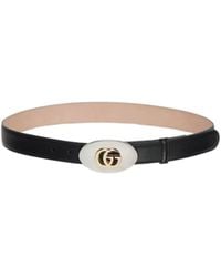 Gucci - Belt With Double G Plaque Buckle - Lyst