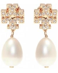 Tory Burch - Kira Pavé Pearl Drop Earrings - Lyst